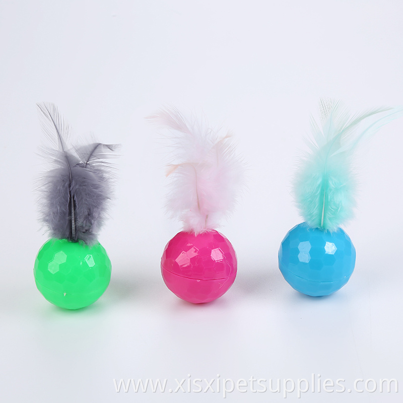 Pet Cat Toy plastic Ball Feather Playing Cat Ball Toy